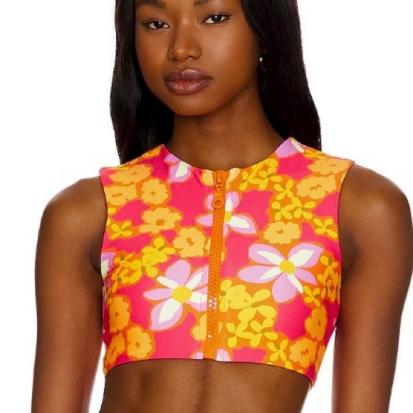 🌻NEW w.tags Stone Fox Swim Lei Lei Mase Rashguard Top Size Small - Picture 3 of 9